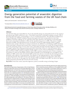 Energy generation potential of anaerobic digestion from the food