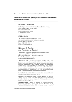 Individual investors` perceptions towards dividends: the case of