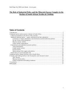 The Role of Industrial Policy and the Minerals-Energy