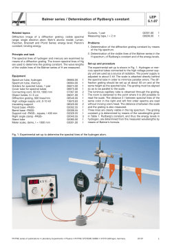 LEP 5.1.07 Balmer series / Determination of Rydberg`s