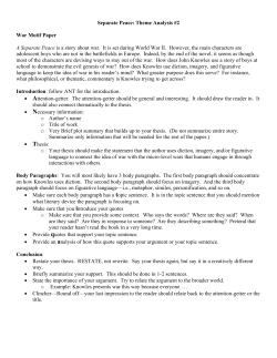 Separate Peace: Theme Analysis #2 War Motif Paper A Separate