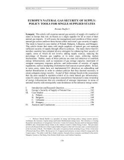 europe`s natural gas security of supply: policy