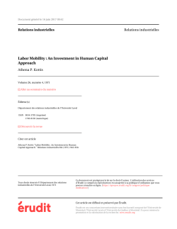Labor Mobility : An Investment in Human Capital Approach