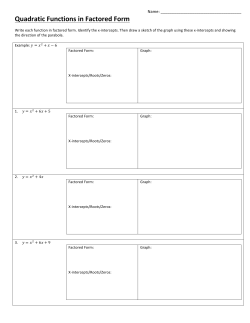Quadratic Functions in Factored Form
