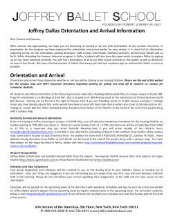 the Joffrey Southwest Dallas Orientation Manual