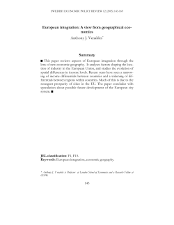 European Integration: A View from Geographical Economics