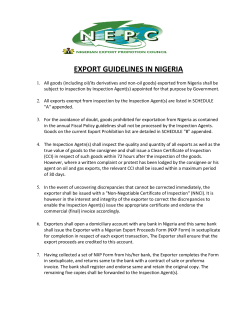 EXPORT GUIDELINES IN NIGERIA - NEPC