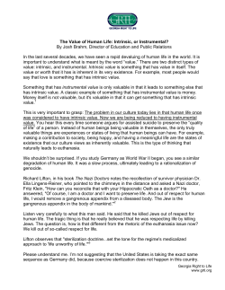 The Value of Human Life: Intrinsic, or Instrumental? By Josh Brahm