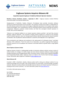 Enghouse Systems Acquires Aktavara AB