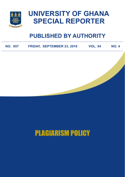 Plagiarism Policy - University of Ghana