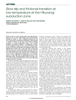 Slow slip and frictional transition at low temperature at the Hikurangi