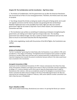 Chapter #9: The Confederation and the Constitution &ndash; Big Picture