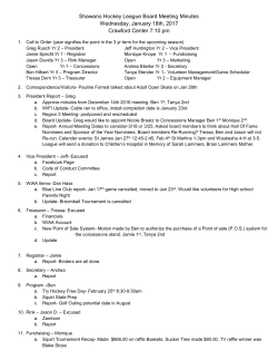 Shawano Hockey League Board Meeting Minutes Wednesday