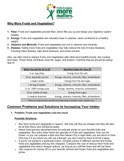 Common Problems and Solutions to Increasing Your Intake: - mit-pe