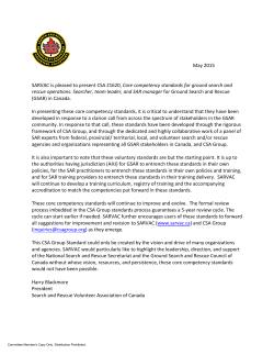 May 2015 SARVAC is pleased to present CSA Z1620, Core