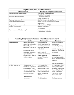 Enlightenment Ideas about Government Three Key Enlightenment