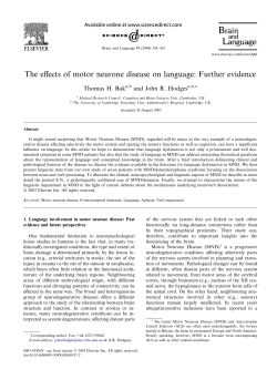 The effects of motor neurone disease on language: Further evidence
