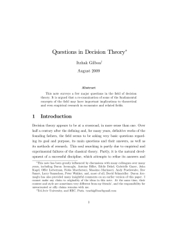 Questions in Decision Theory - David Levine`s Economic and Game