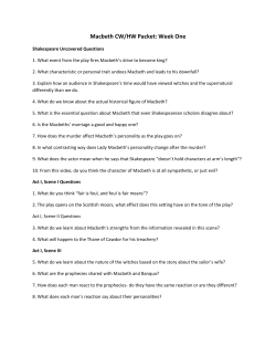Macbeth CW/HW Packet: Week One