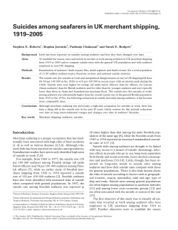 Suicides among seafarers in UK merchant shipping, 1919&ndash;2005