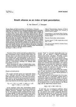 Breath alkanes as an index of lipid peroxidation