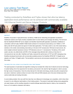 Solarflare Fujitsu Low Latency Test Report