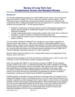 Idaho PASRR Process Chapter in Bureau of LTC Operations