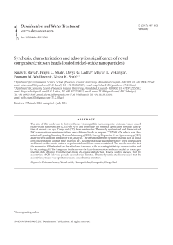 Synthesis, characterization and adsorption significance