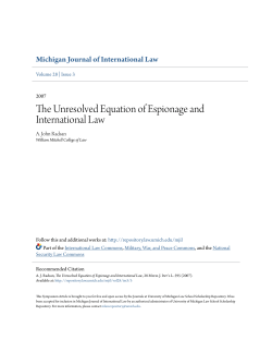 The Unresolved Equation of Espionage and International Law
