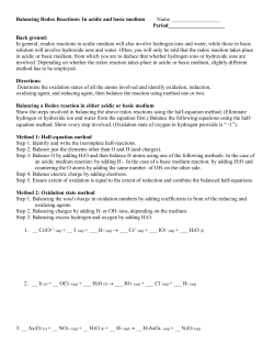 Balancing Redox Reactions: In acidic and basic