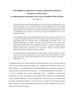 From Khilafat to subjection to European Imperialism and