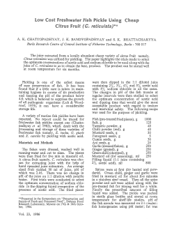 Low cost freshwater fish pickle using cheap citrus fruit (C. reticulata)