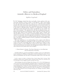 Pathos and Pastoralism: Aristotle`s Rhetoric in Medieval