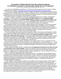 Convention of States Reveals their Revolutionary Agenda: An