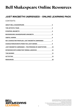 Bell Shakespeare Online Resources &ndash; Just Macbeth (abridged)