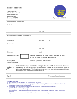 STANDING ORDER FORM Please return to: Friends of Mendip CAB