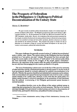 The Prospects of Federalism in the Philippines