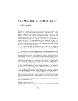 On a Moral Right to Civil Disobedience* David Lefkowitz