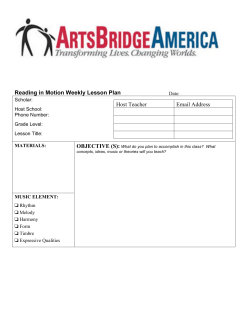 Reading in Motion Weekly Lesson Plan Host Teacher Email Address