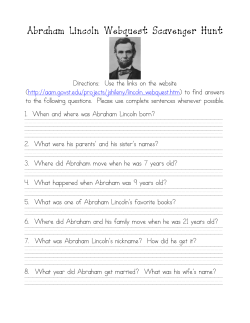 Abraham Lincoln Webquest Scavenger Hunt