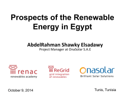 Prospects of the Renewable Energy in Egypt