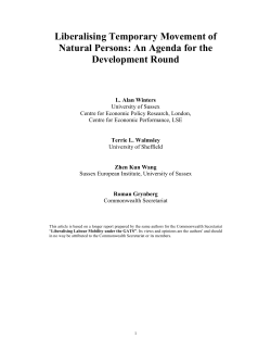Liberalising Temporary Movement of Natural Persons: An Agenda