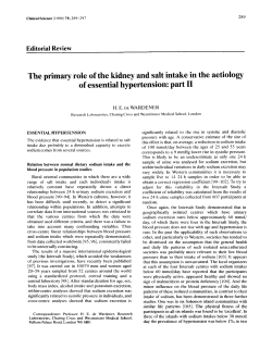 The Primary Role of the Kidney and Salt Intake in