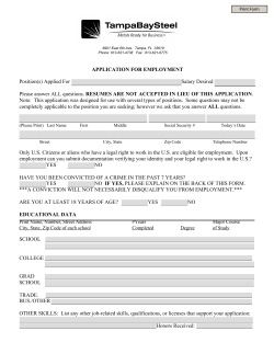 APPLICATION FOR EMPLOYMENT Position(s) Applied For Salary