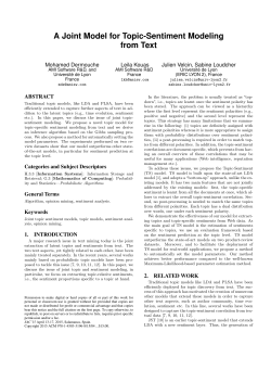 A Joint Model for Topic-Sentiment Modeling from