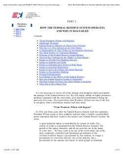 How the Federal Reserve System Operates and why it has failed