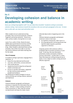 Developing cohesion and balance in academic writing