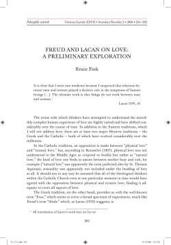 FReUD AnD lACAn on love: A PReliMinARY eXPloRAtion