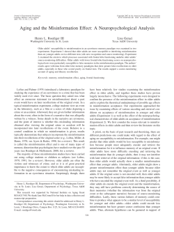 Aging and the Misinformation Effect - Aging and Cognition