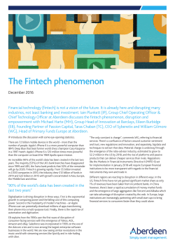 The Fintech phenomenon - Aberdeen Asset Management in Finland